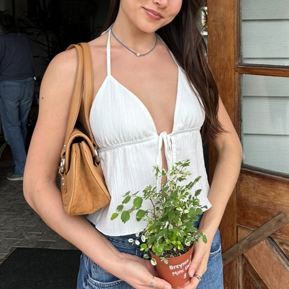White Tie Front Halter Top - Picture 4 of 4